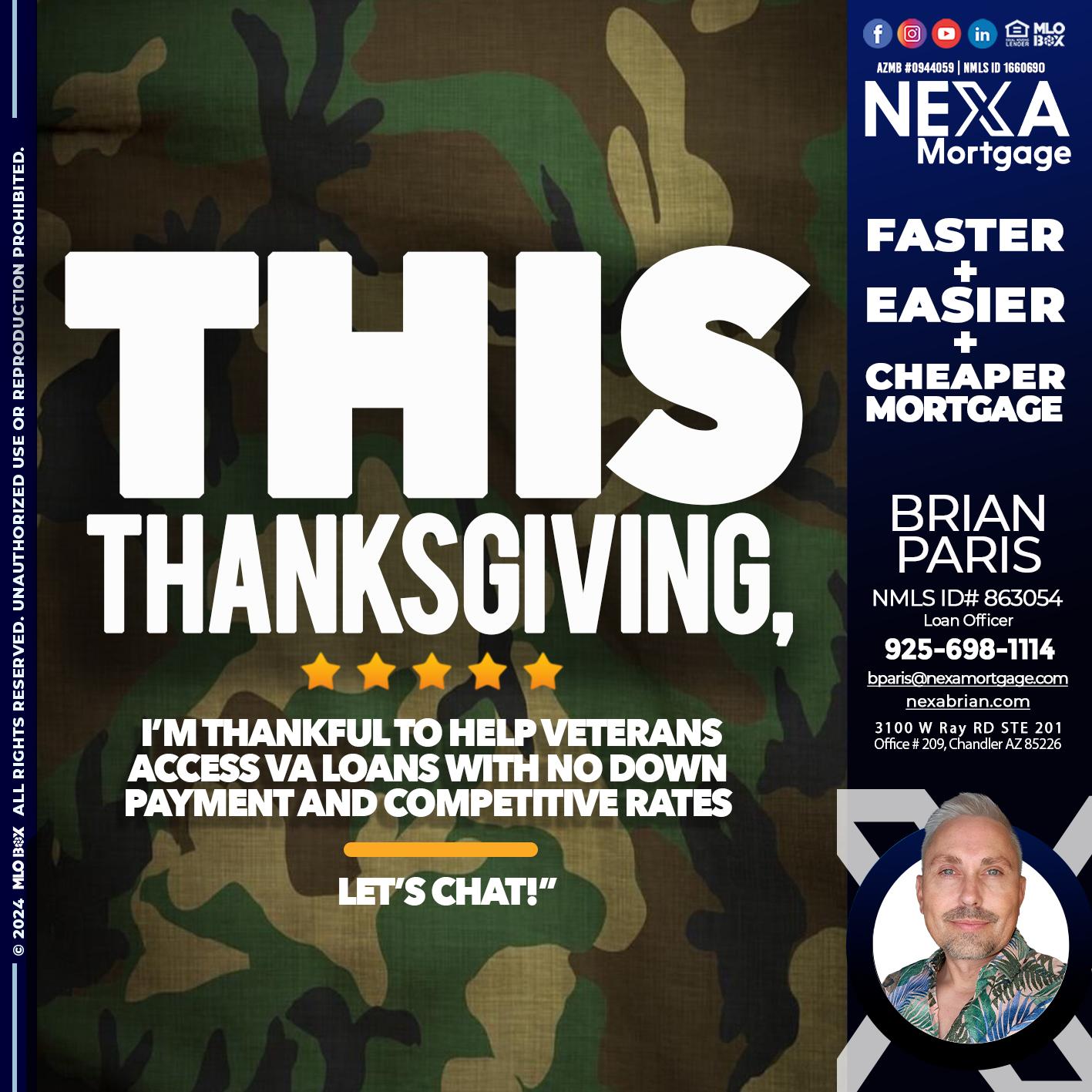 THIS THANKSGIVING - Brian Paris -Loan Officer