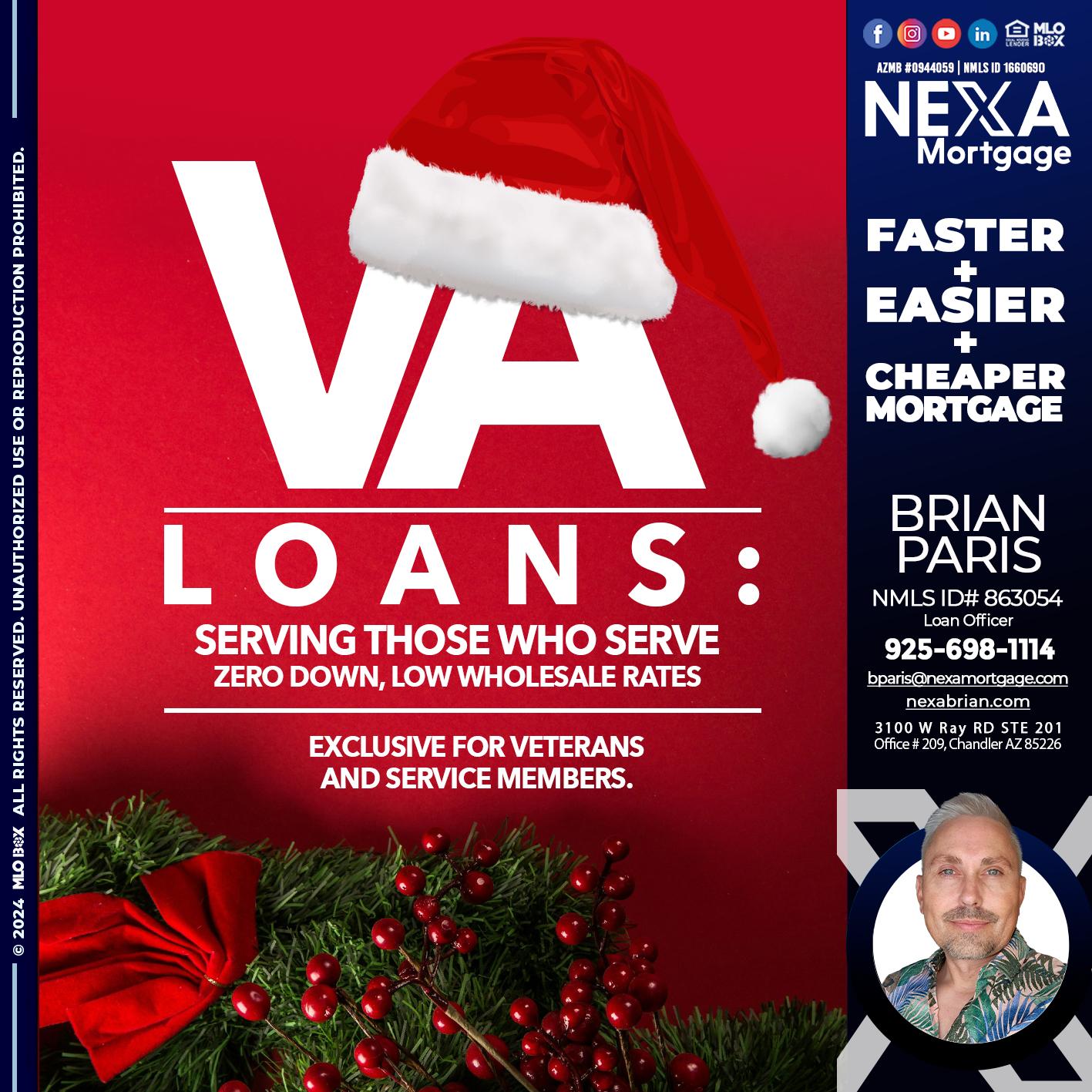VA LOANS - Brian Paris -Loan Officer