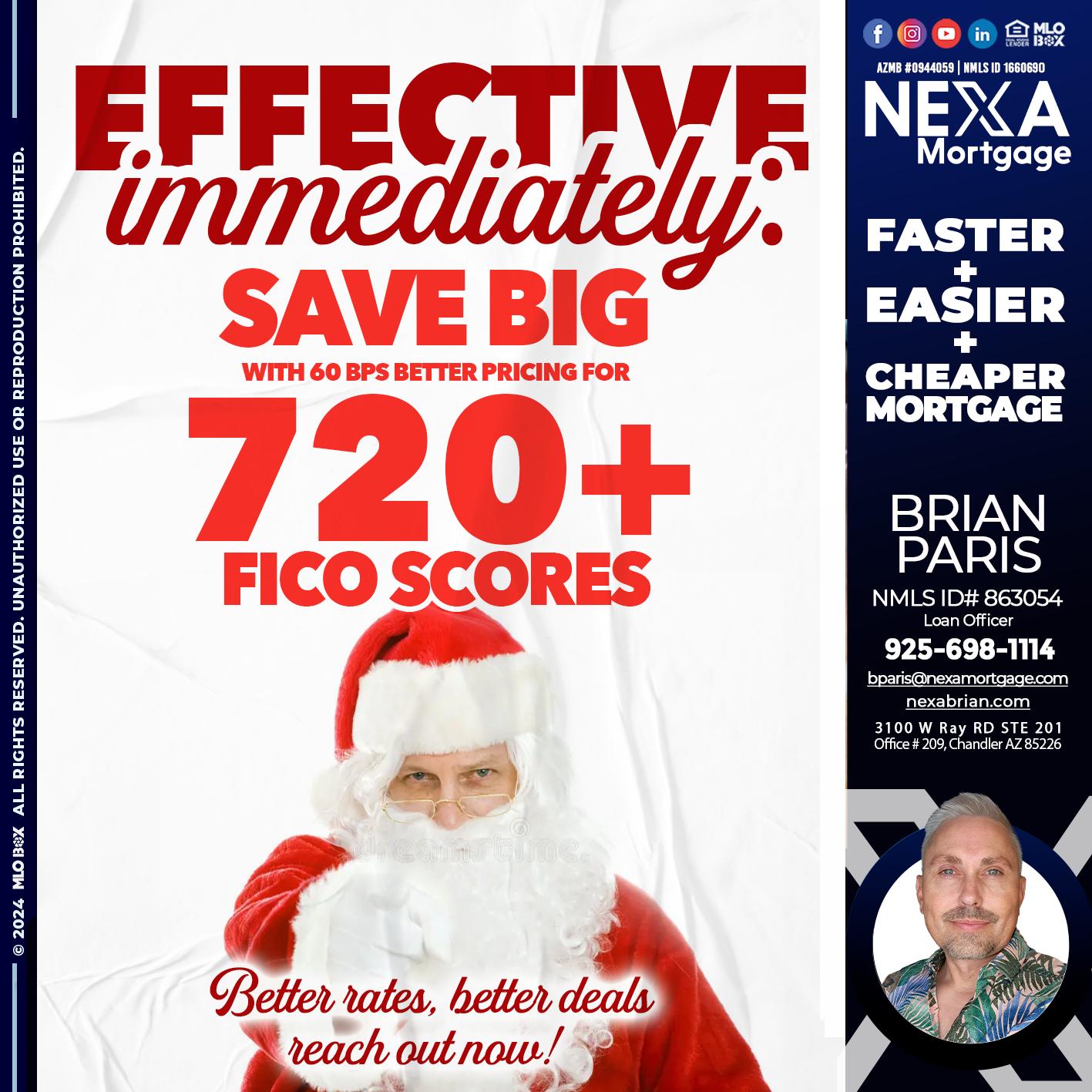 EFECTIVE IMMEDIATELY - Brian Paris -Loan Officer