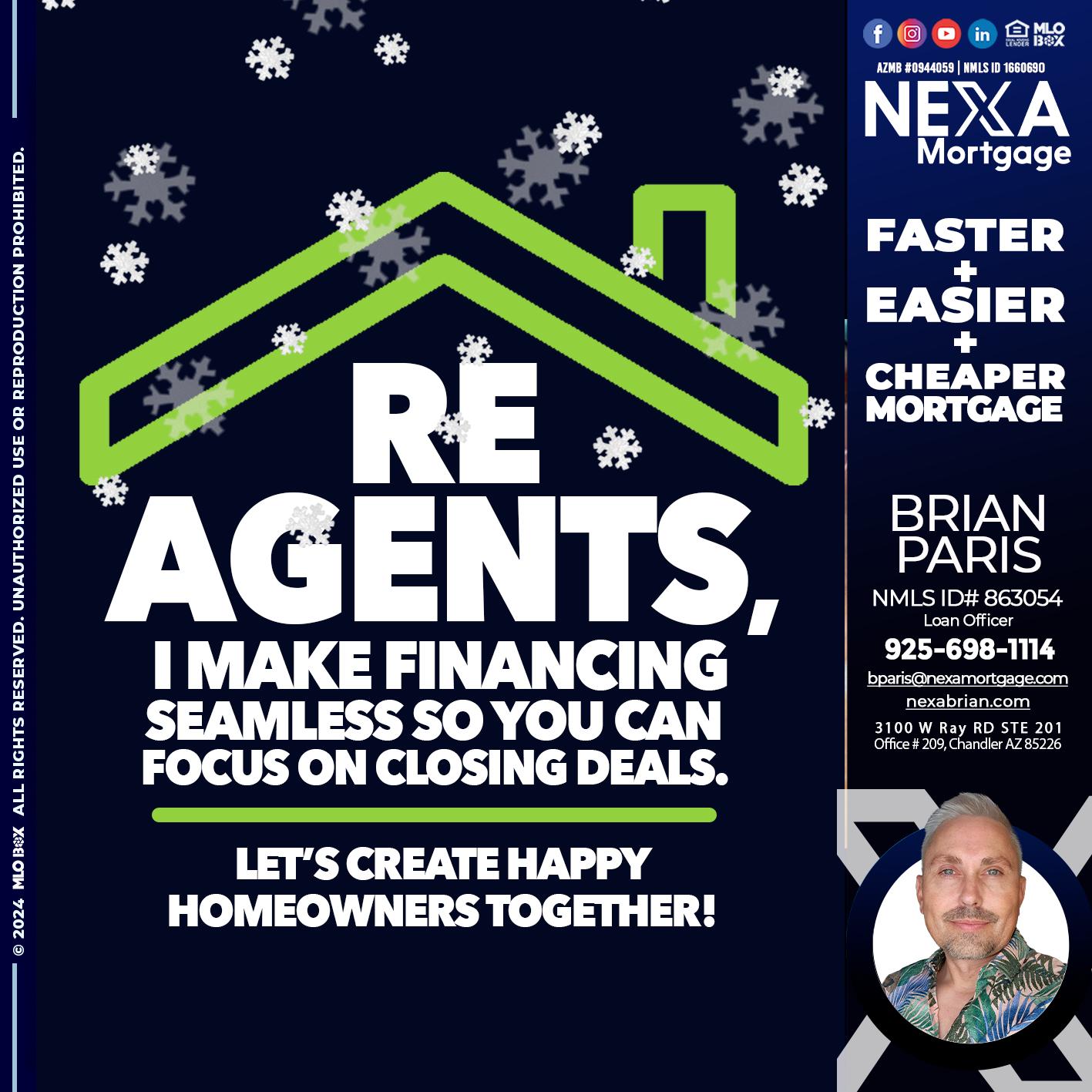 RE AGENTS - Brian Paris -Loan Officer