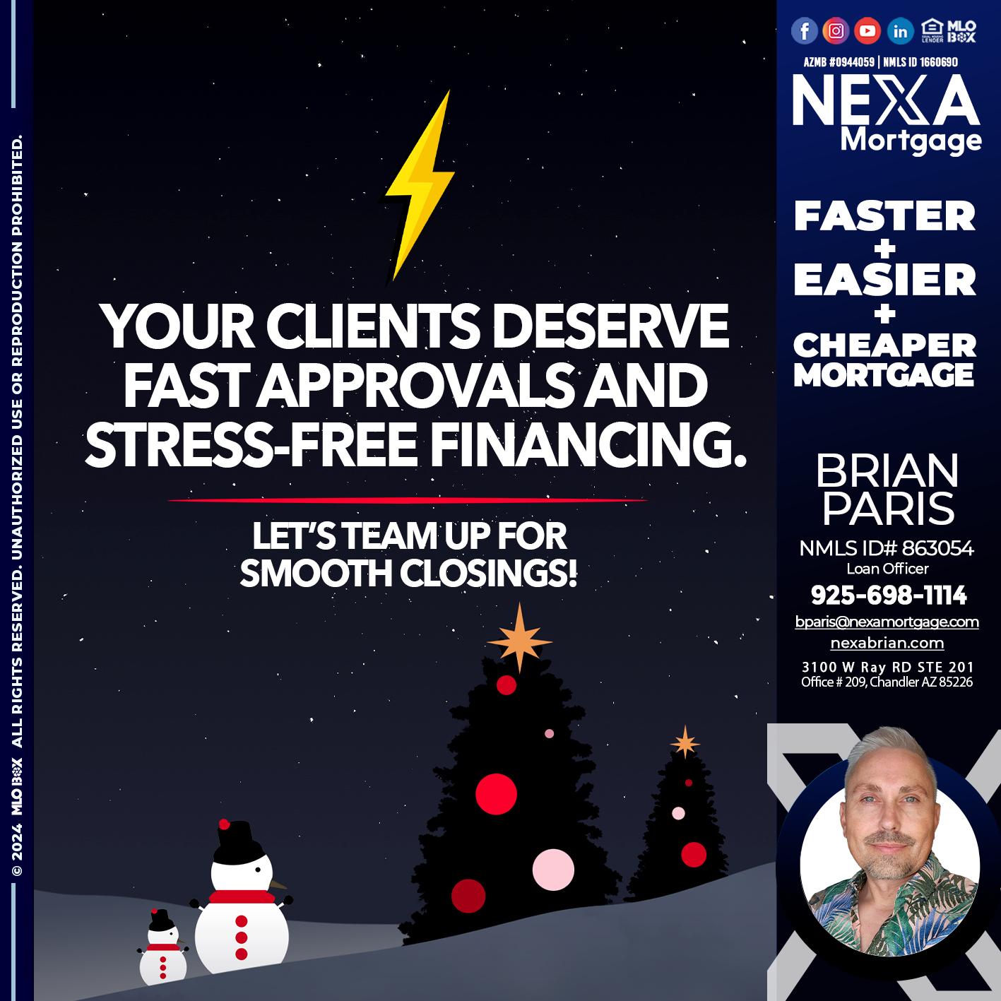 YOUR CLIENTS - Brian Paris -Loan Officer