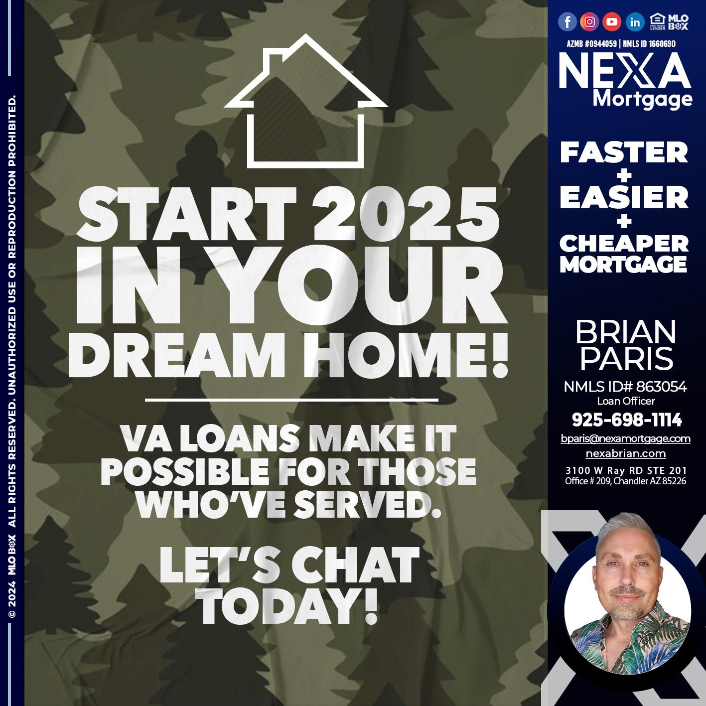 start 2025 VA LOANS - Brian Paris -Loan Officer