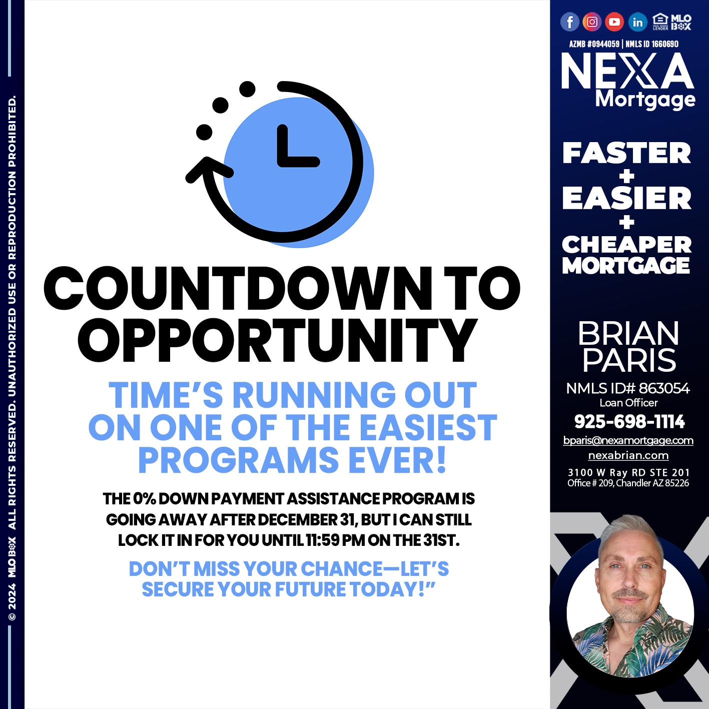 COUNTDOWN - Brian Paris -Loan Officer