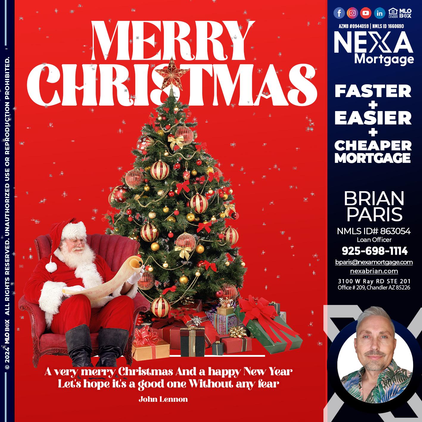 MERRY CHRISTMASS - Brian Paris -Loan Officer