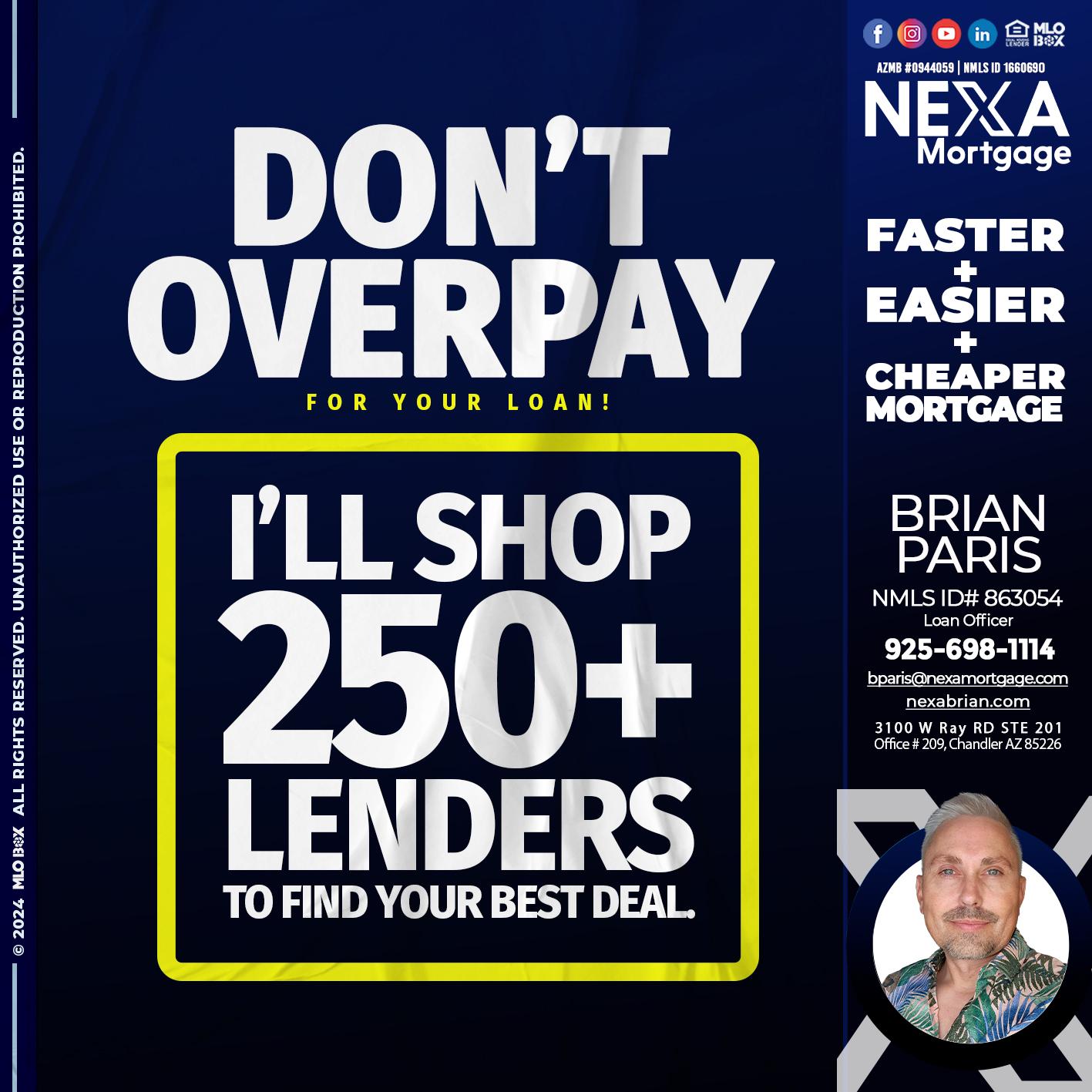 dont overpay - Brian Paris -Loan Officer