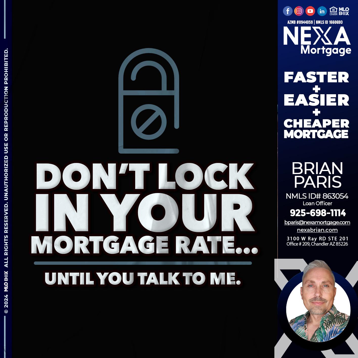 DONT LOCK - Brian Paris -Loan Officer