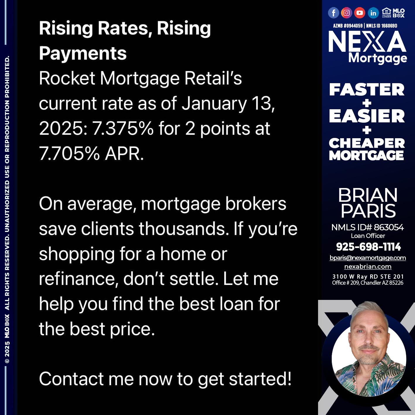 rising rates - Brian Paris -Loan Officer