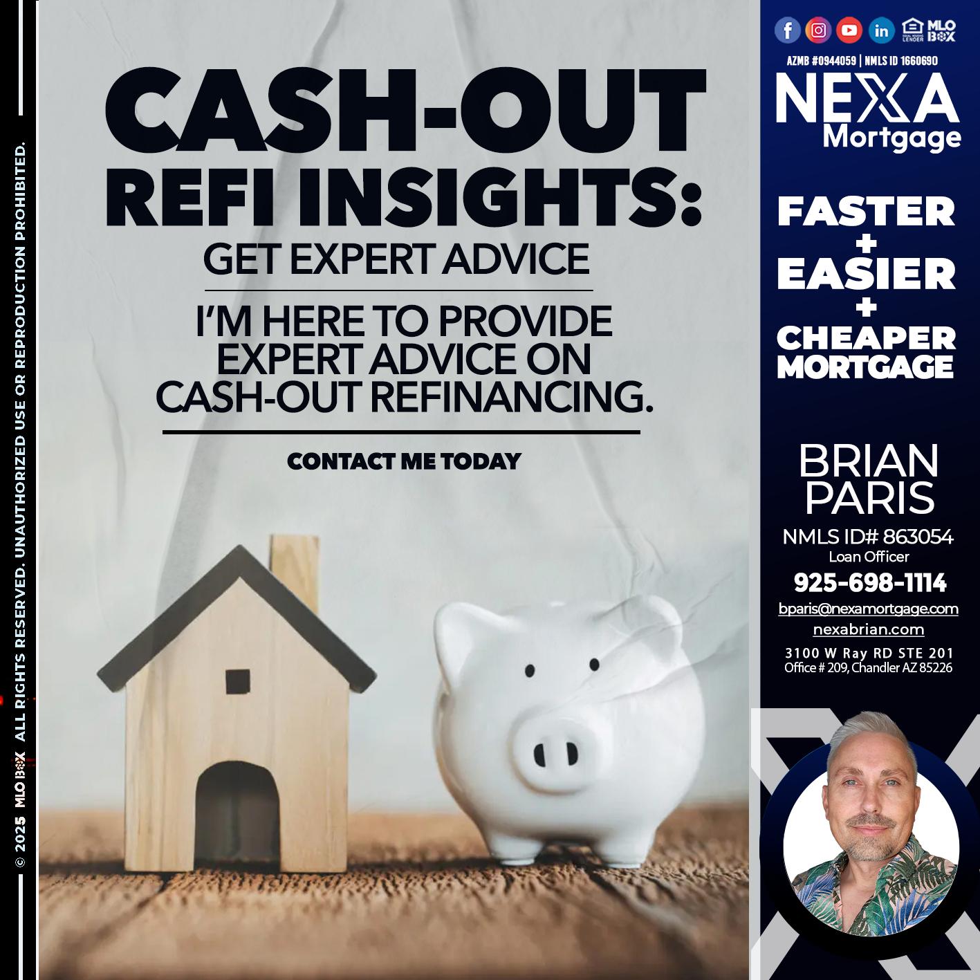 CASH OUT - Brian Paris -Loan Officer