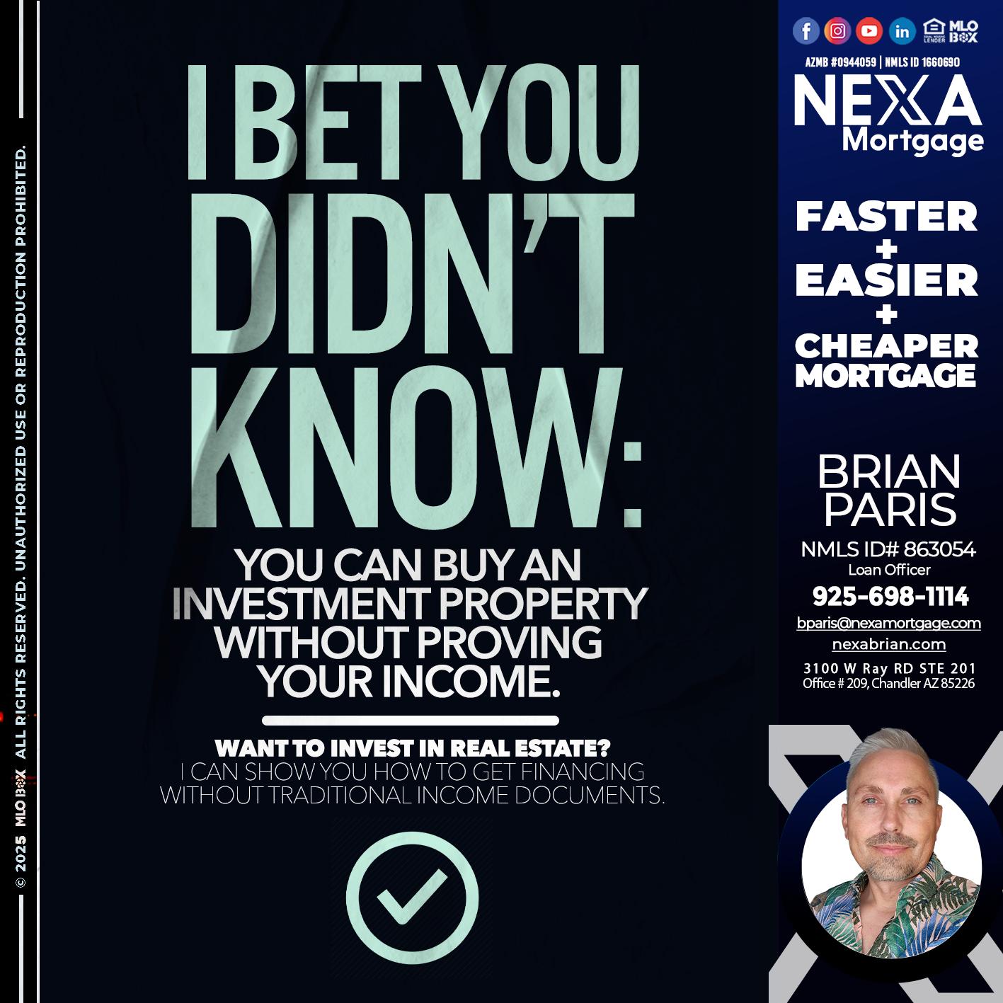 I BET YOU - Brian Paris -Loan Officer