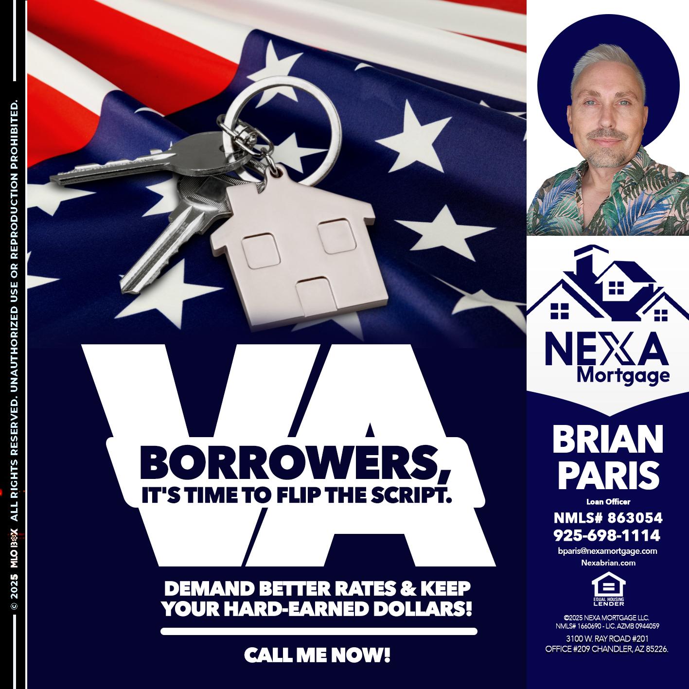 VA BORROWERS - Brian Paris -Loan Officer