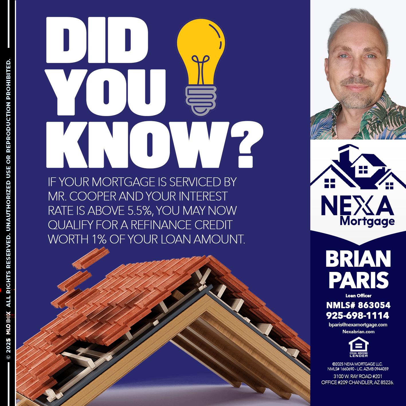 DID YOU KNOW? - Brian Paris -Loan Officer