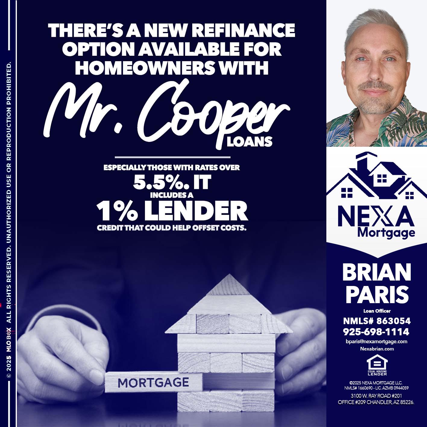 Mr. Cooper loans - Brian Paris -Loan Officer