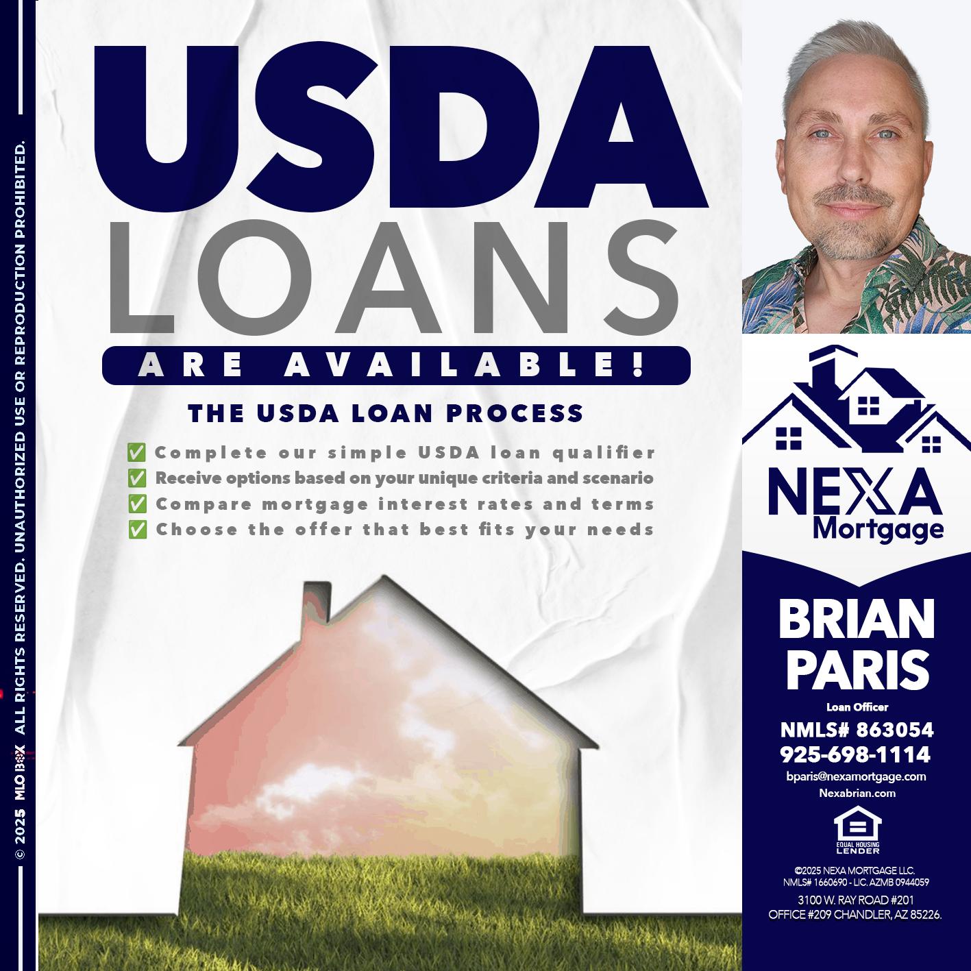 USDA LOANS - Brian Paris -Loan Officer