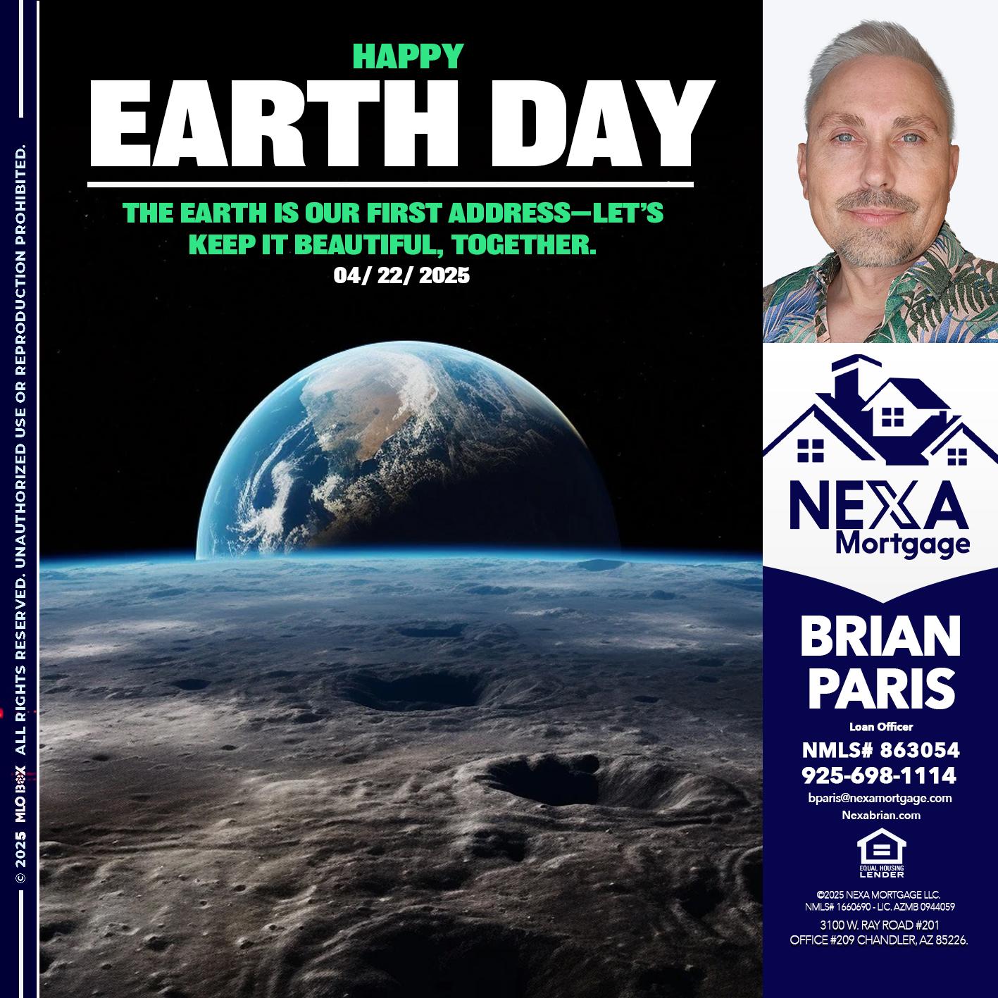 EARTH DAY 2025 - Brian Paris -Loan Officer
