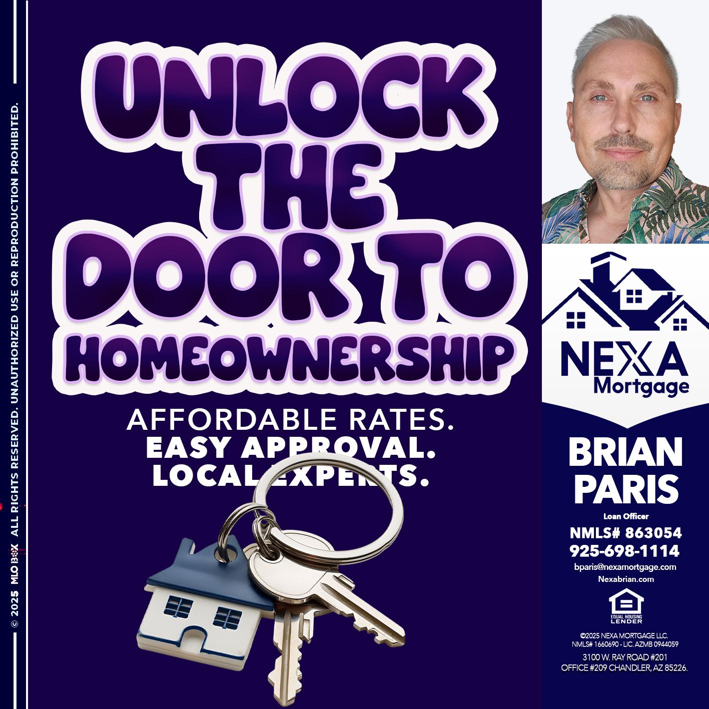 UNLOCK THE DOOR - Brian Paris -Loan Officer