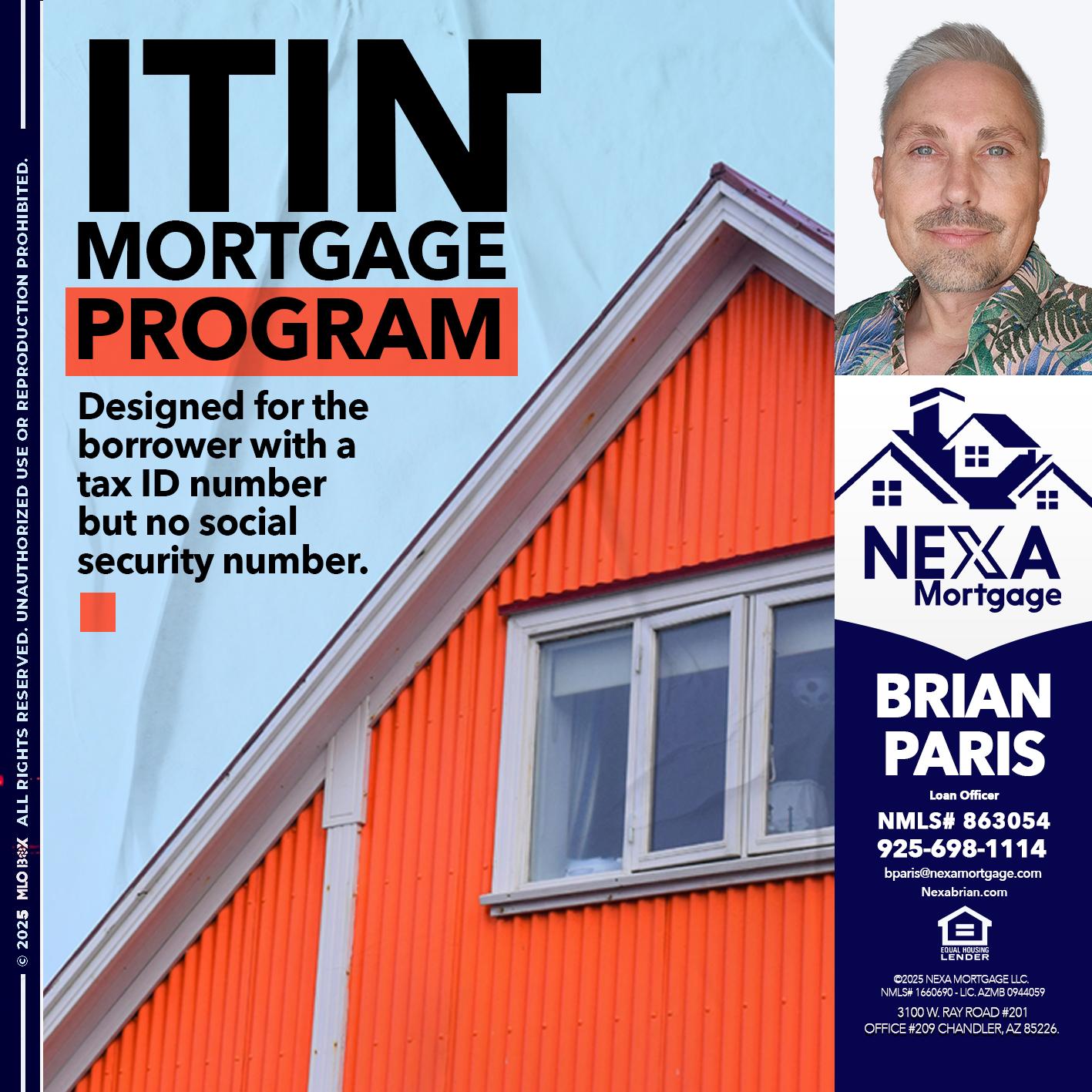 ITIN PROGRAM - Brian Paris -Loan Officer