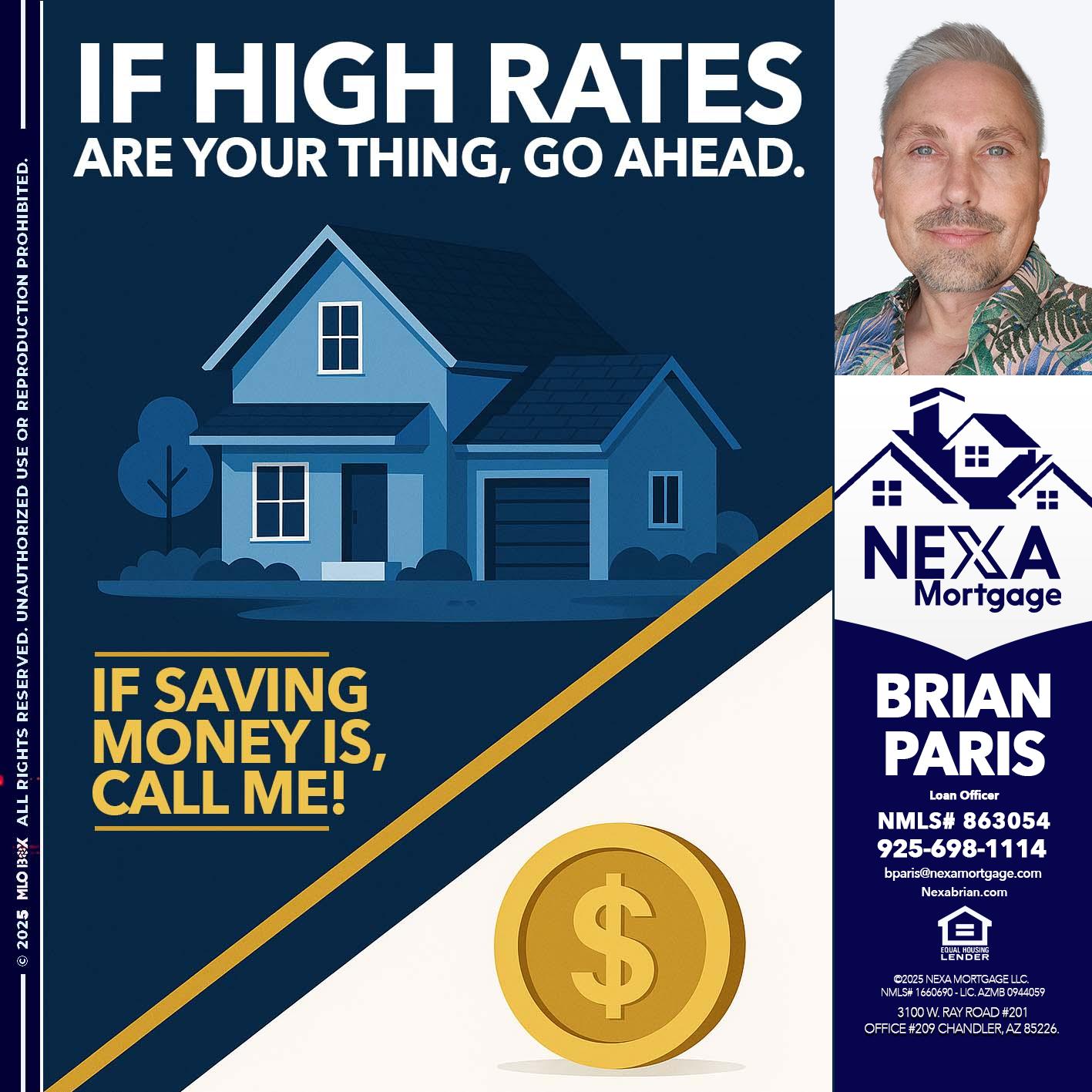 IF HIGH RATES - Brian Paris -Loan Officer