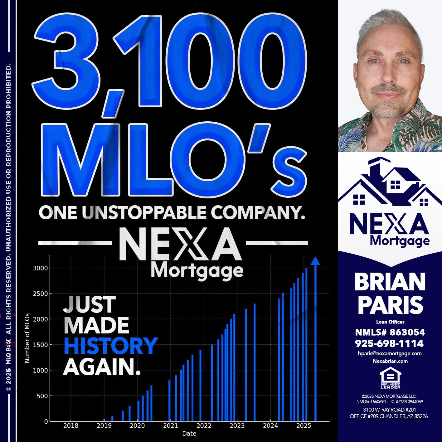 3,100 MLO´s - Brian Paris -Loan Officer