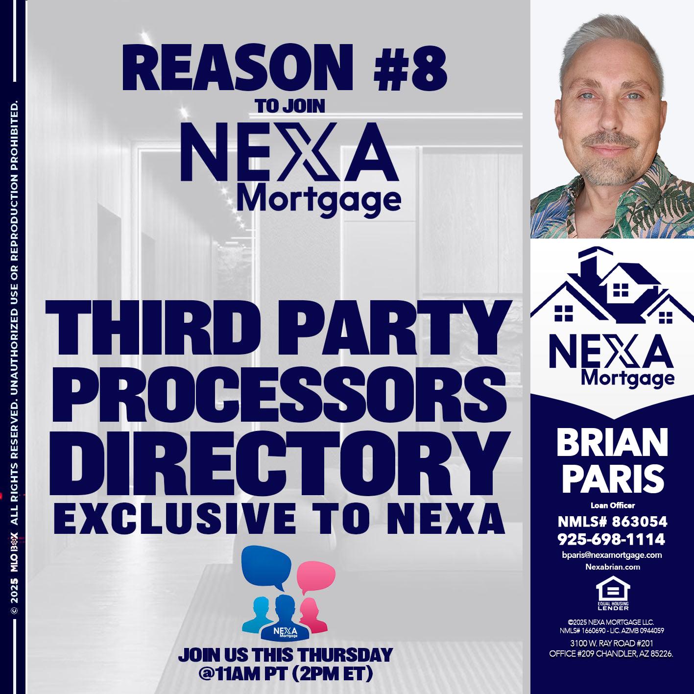 REASON 8 - Brian Paris -Loan Officer