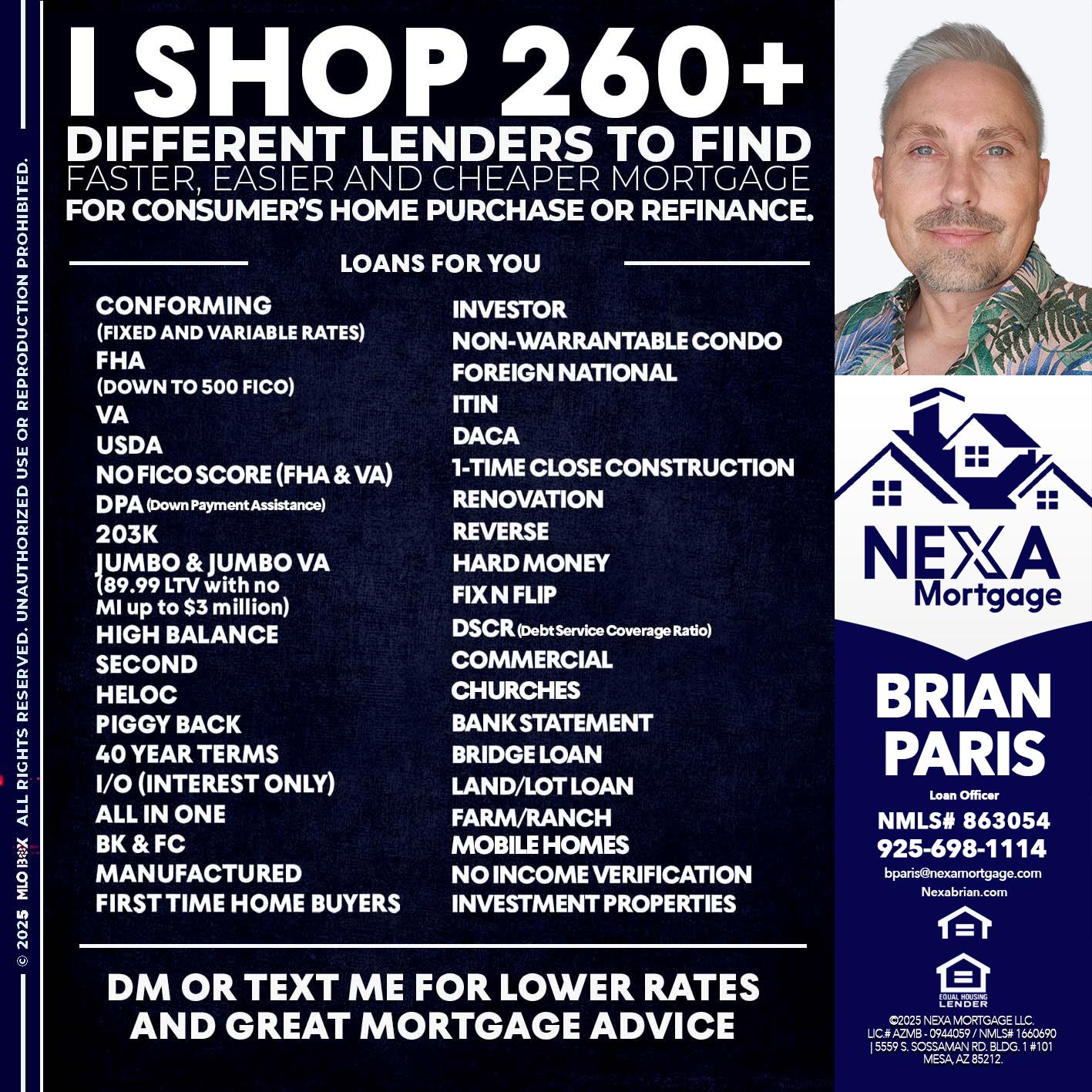I SHOP +260 - Brian Paris -Loan Officer
