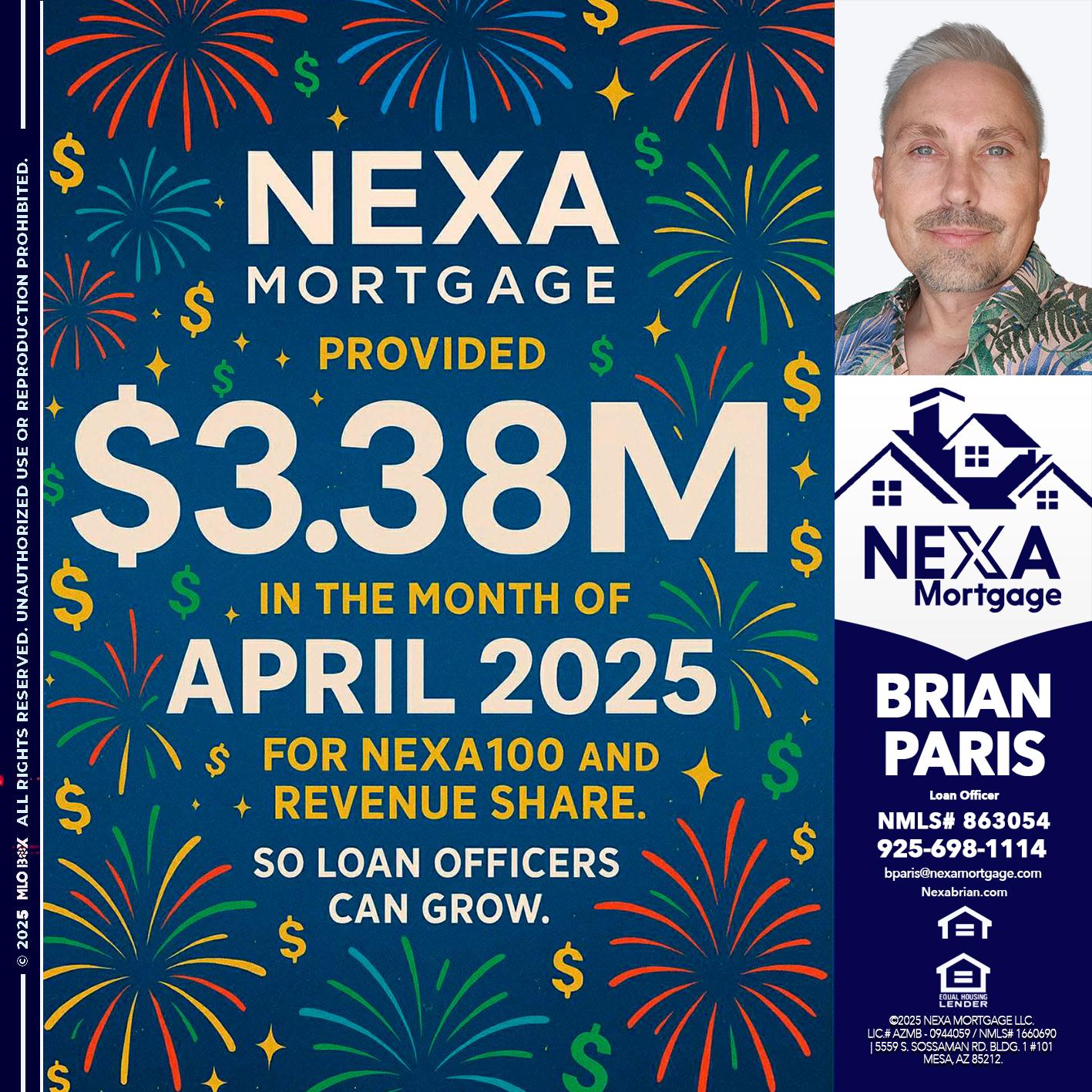 $3.38M - Brian Paris -Loan Officer
