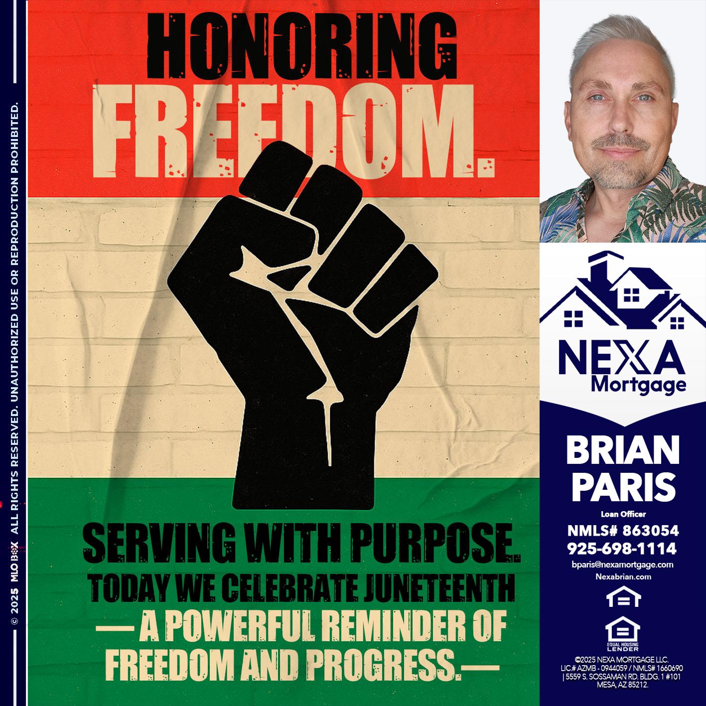 HONORING FREEDOM - Brian Paris -Loan Officer
