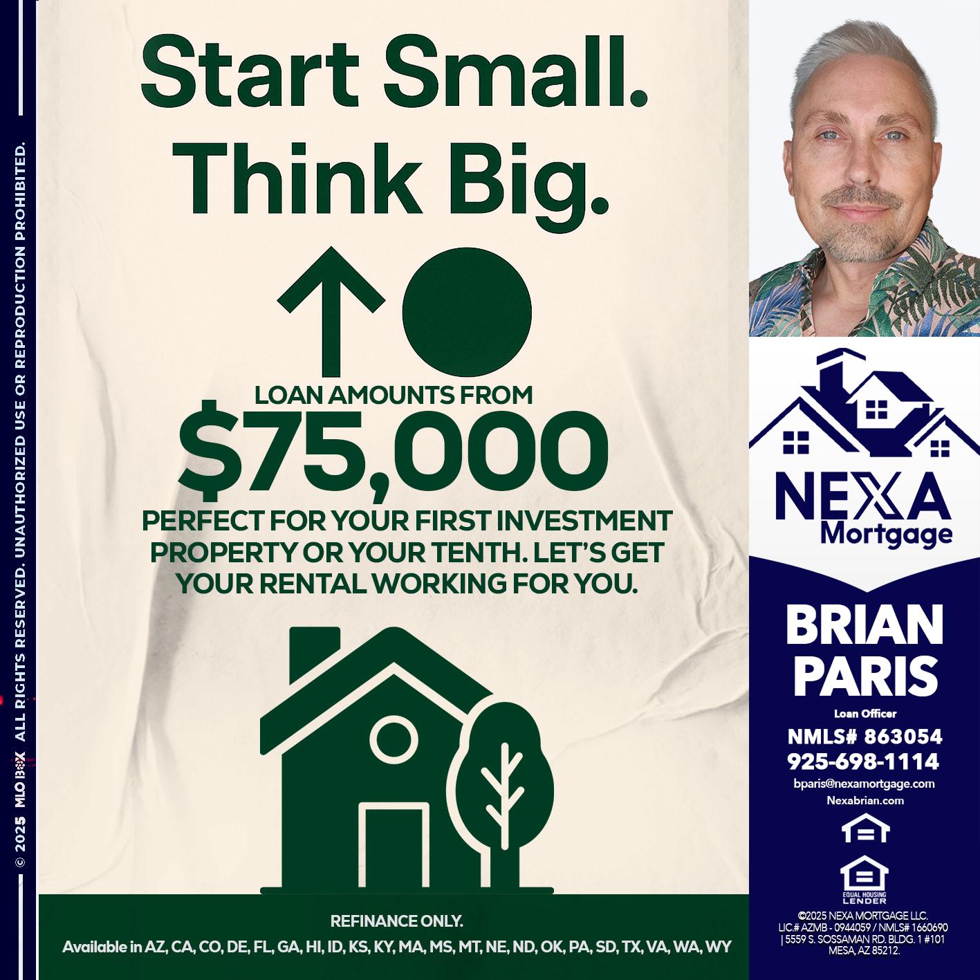 START SMALL - Brian Paris -Loan Officer