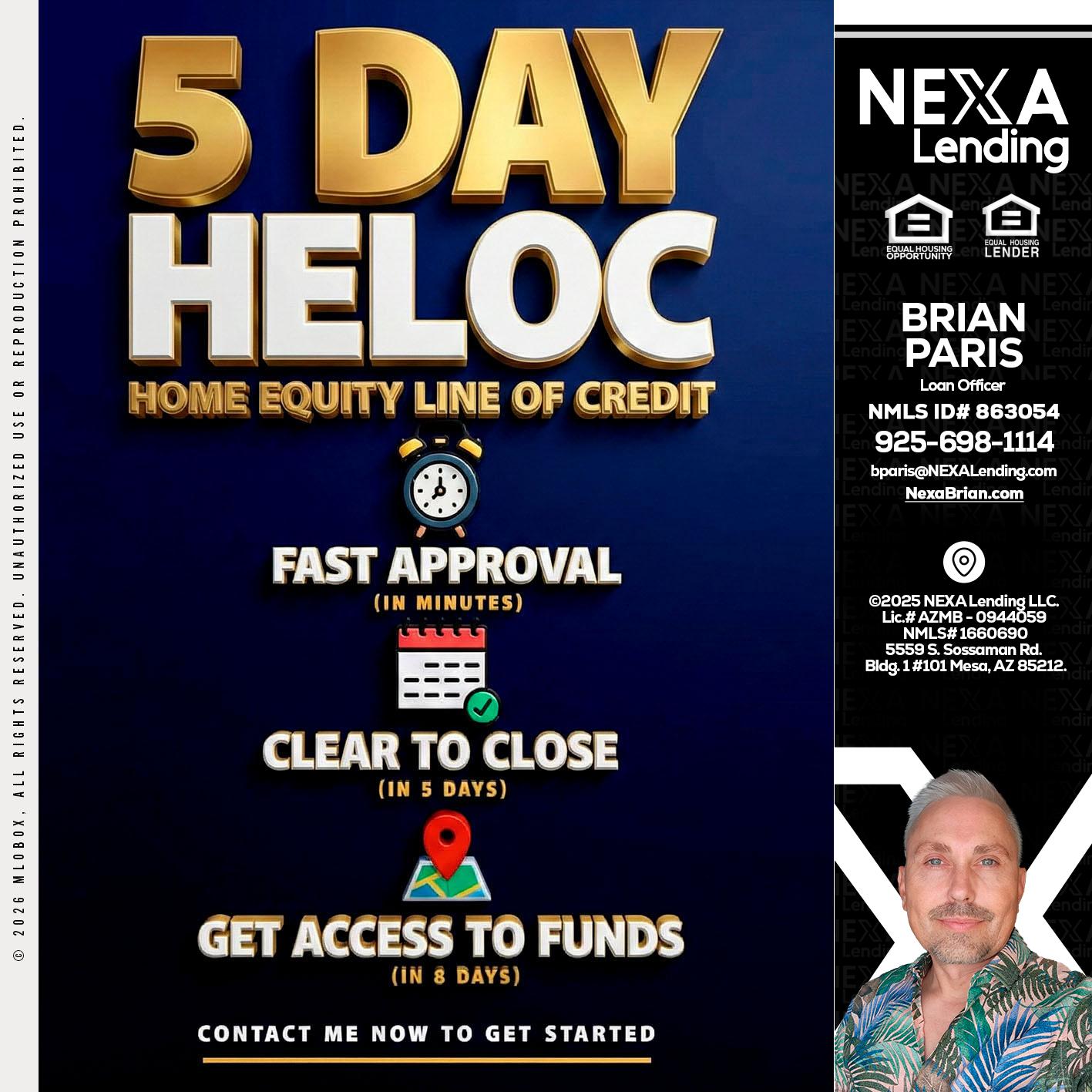 5 day hello - Brian Paris -Loan Officer