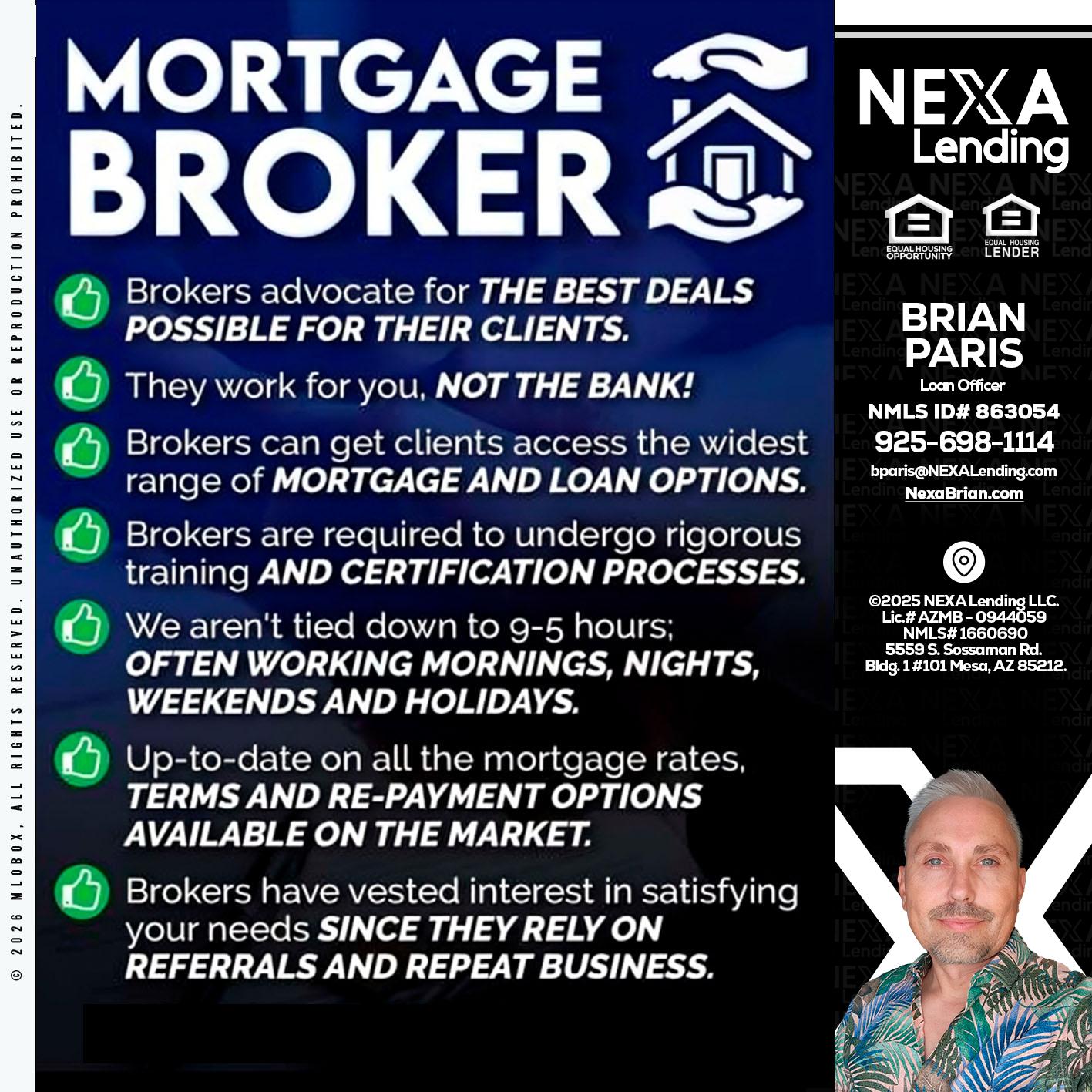 MORTGAGE BROKER - Brian Paris -Loan Officer