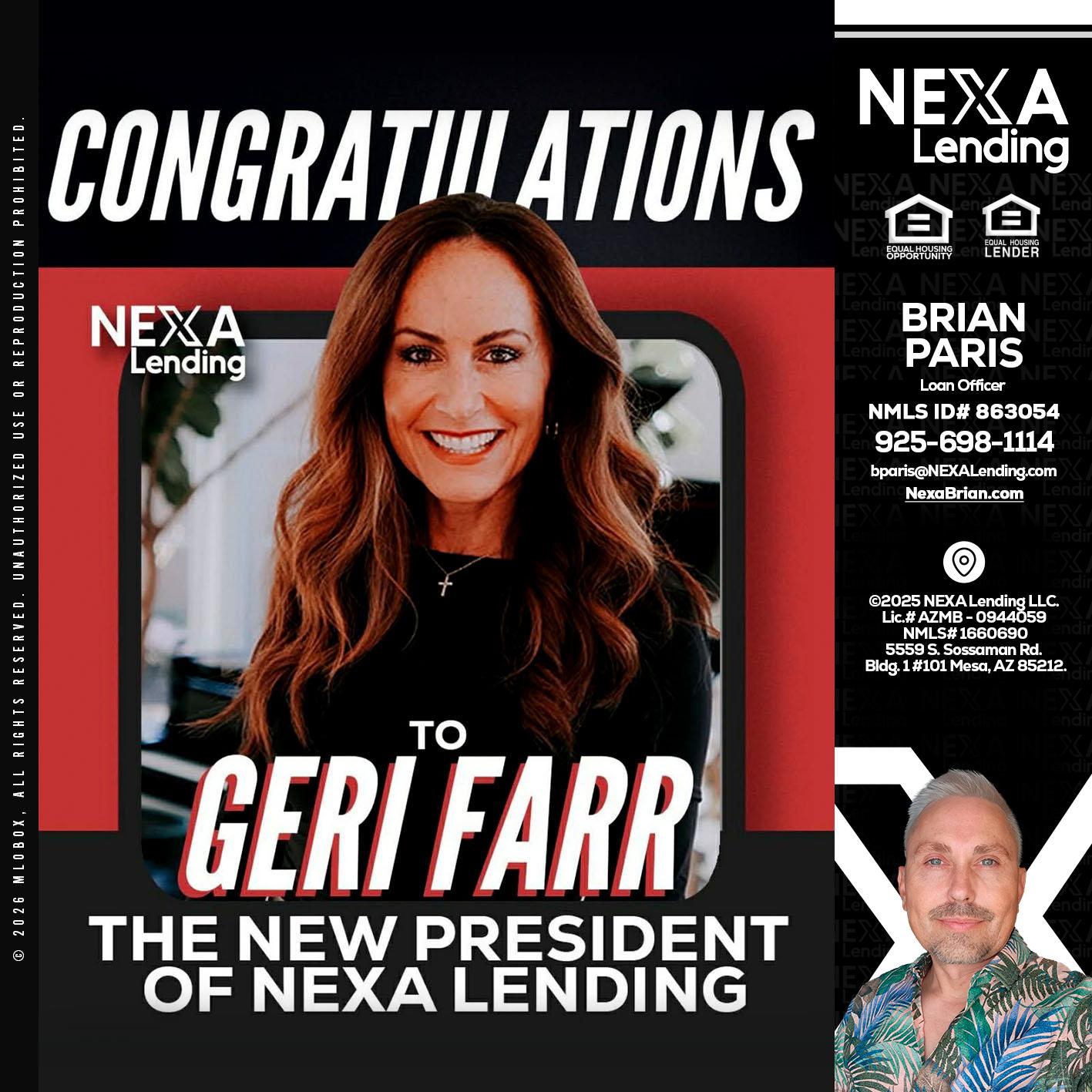 CONGRATULATIONS - Brian Paris -Loan Officer