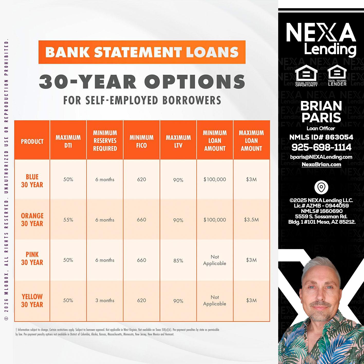 30 YEARS OPTIONS - Brian Paris -Loan Officer