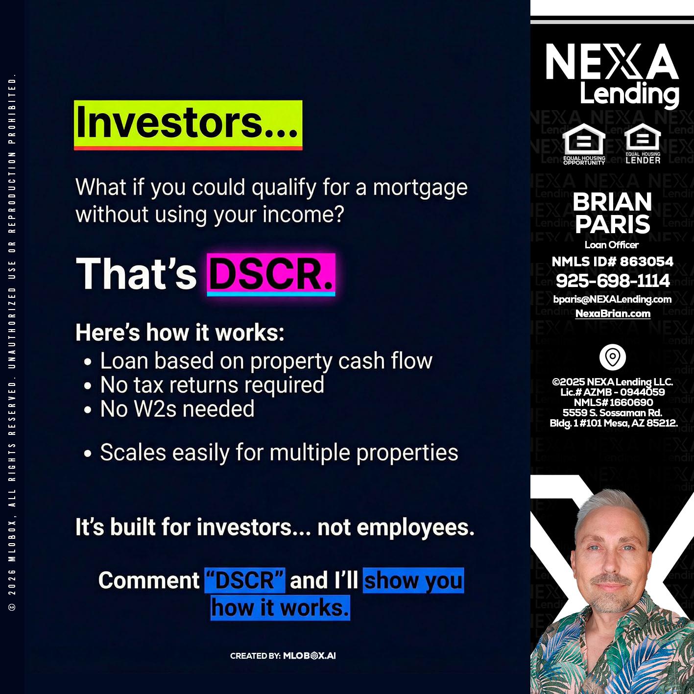 INVESTORS - Brian Paris -Loan Officer